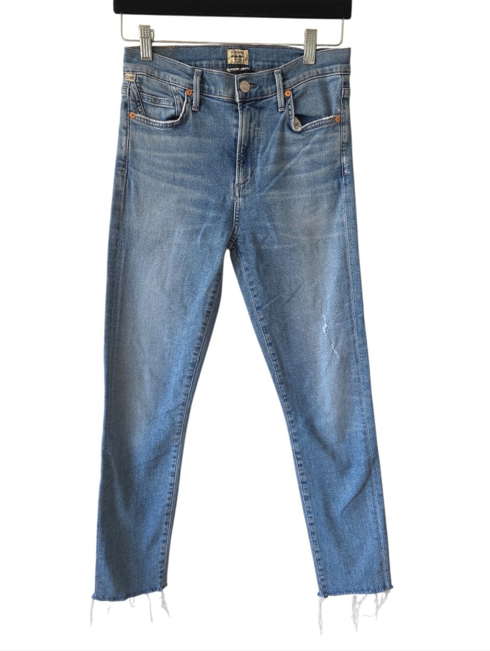 Citizens Of Humanity Rocket High Rise Light Blue Raw Hem Skinny Jeans SZ 27